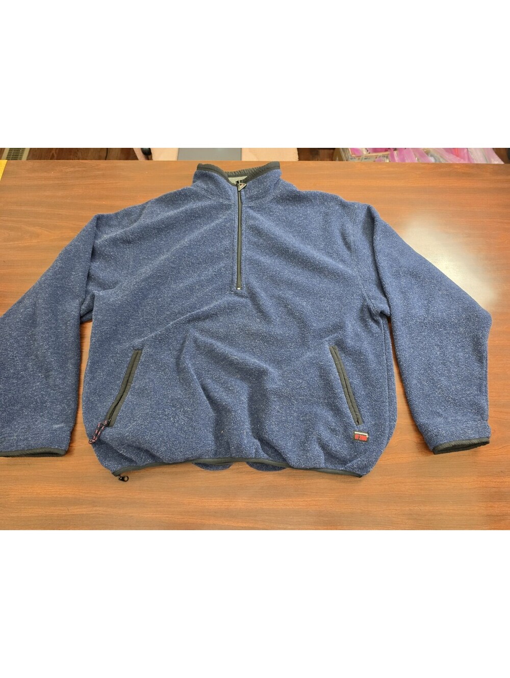 Outersport Fleece Pullover Mens Large Blue Heavyweight 1/4 Zip Outdoor Jacket